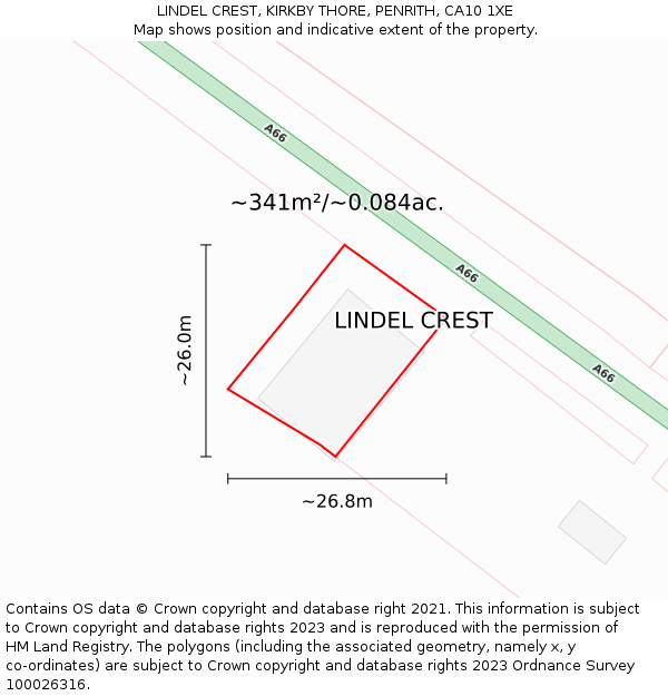 LINDEL CREST, KIRKBY THORE, PENRITH, CA10 1XE: Plot and title map