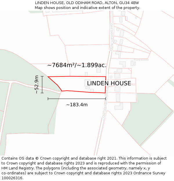 LINDEN HOUSE, OLD ODIHAM ROAD, ALTON, GU34 4BW: Plot and title map