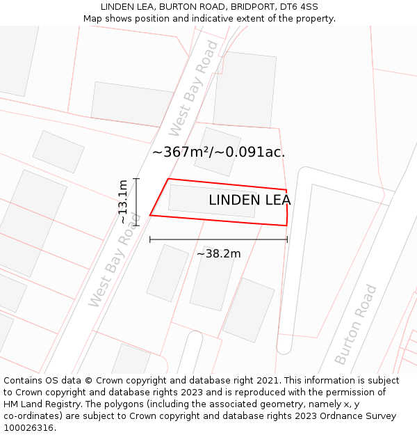 LINDEN LEA, BURTON ROAD, BRIDPORT, DT6 4SS: Plot and title map