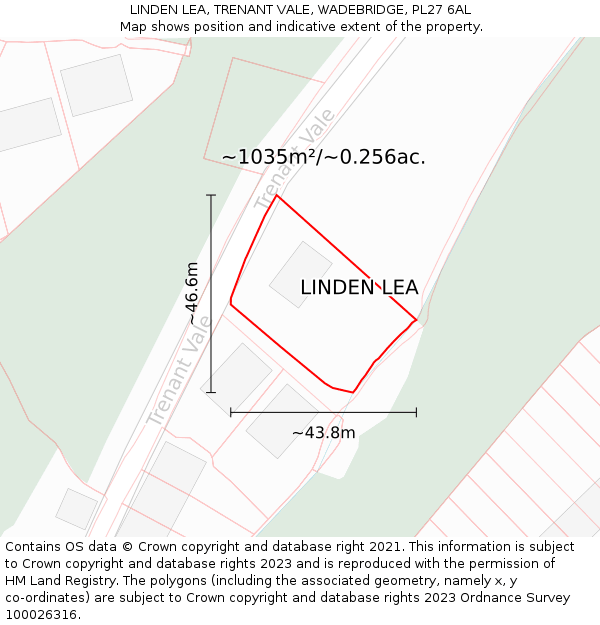 LINDEN LEA, TRENANT VALE, WADEBRIDGE, PL27 6AL: Plot and title map