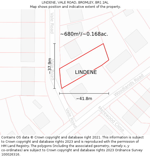 LINDENE, VALE ROAD, BROMLEY, BR1 2AL: Plot and title map