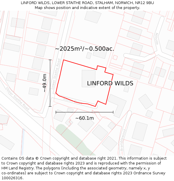 LINFORD WILDS, LOWER STAITHE ROAD, STALHAM, NORWICH, NR12 9BU: Plot and title map