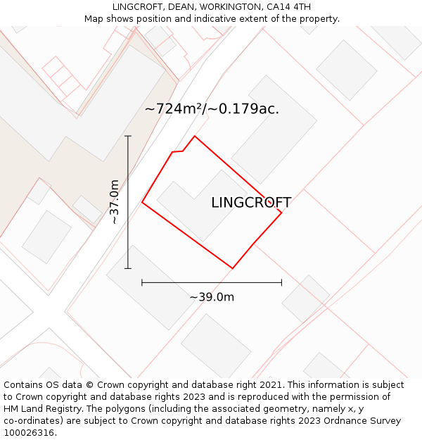 LINGCROFT, DEAN, WORKINGTON, CA14 4TH: Plot and title map