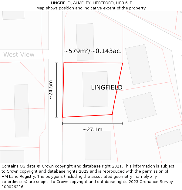 LINGFIELD, ALMELEY, HEREFORD, HR3 6LF: Plot and title map