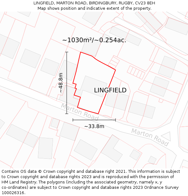 LINGFIELD, MARTON ROAD, BIRDINGBURY, RUGBY, CV23 8EH: Plot and title map