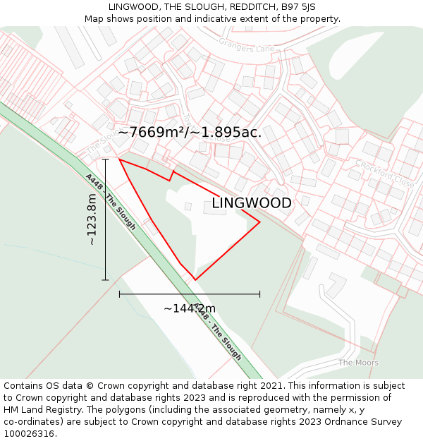 LINGWOOD, THE SLOUGH, REDDITCH, B97 5JS: Plot and title map