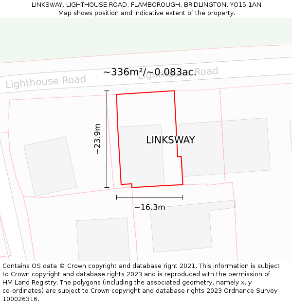 LINKSWAY, LIGHTHOUSE ROAD, FLAMBOROUGH, BRIDLINGTON, YO15 1AN: Plot and title map