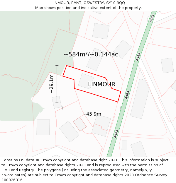 LINMOUR, PANT, OSWESTRY, SY10 9QQ: Plot and title map