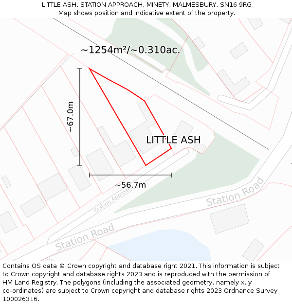 LITTLE ASH, STATION APPROACH, MINETY, MALMESBURY, SN16 9RG: Plot and title map
