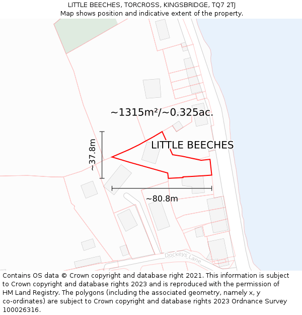 LITTLE BEECHES, TORCROSS, KINGSBRIDGE, TQ7 2TJ: Plot and title map