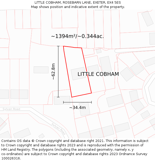 LITTLE COBHAM, ROSEBARN LANE, EXETER, EX4 5ES: Plot and title map