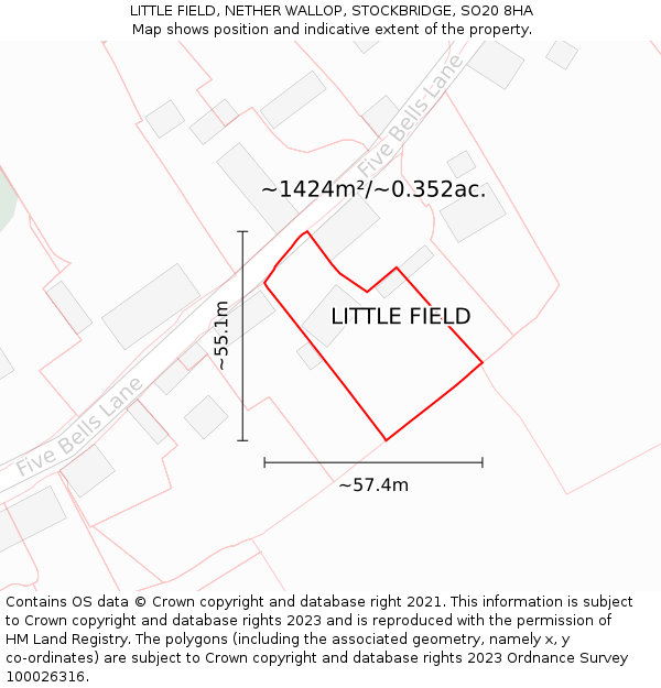 LITTLE FIELD, NETHER WALLOP, STOCKBRIDGE, SO20 8HA: Plot and title map