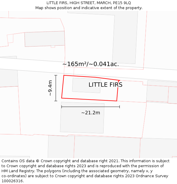 LITTLE FIRS, HIGH STREET, MARCH, PE15 9LQ: Plot and title map