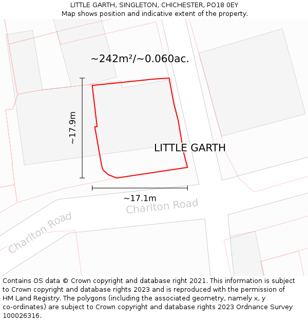 LITTLE GARTH, SINGLETON, CHICHESTER, PO18 0EY: Plot and title map