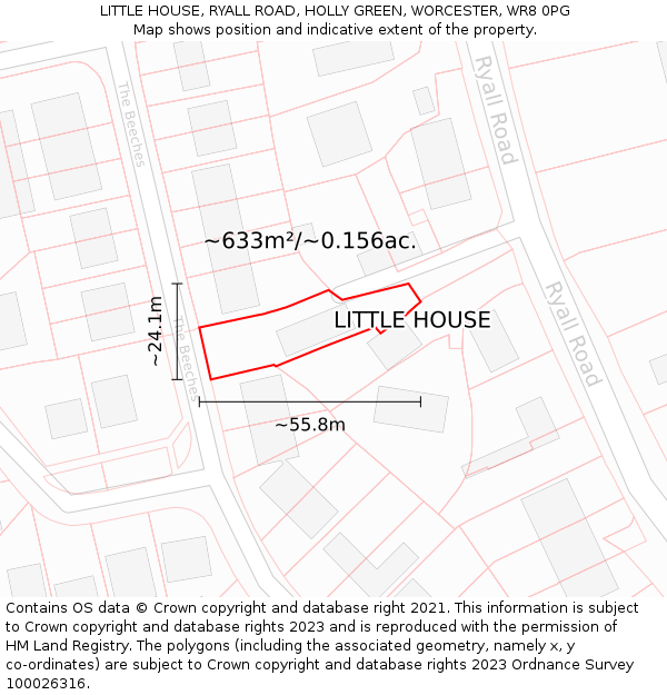 LITTLE HOUSE, RYALL ROAD, HOLLY GREEN, WORCESTER, WR8 0PG: Plot and title map