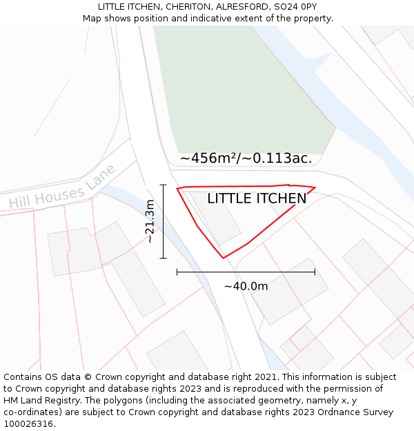 LITTLE ITCHEN, CHERITON, ALRESFORD, SO24 0PY: Plot and title map