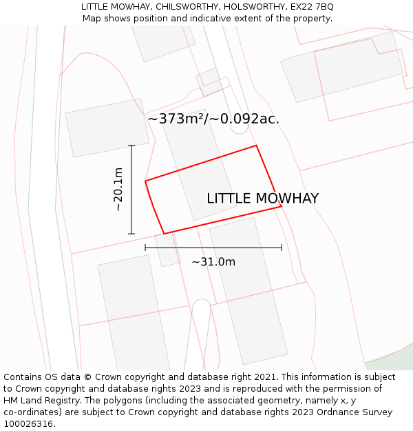 LITTLE MOWHAY, CHILSWORTHY, HOLSWORTHY, EX22 7BQ: Plot and title map