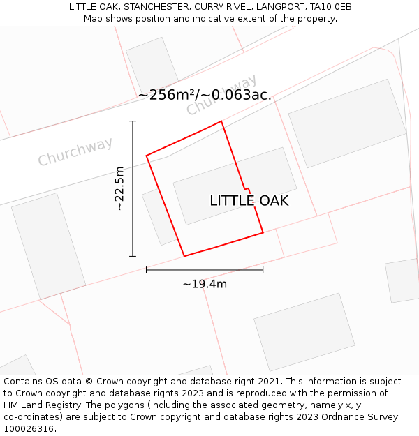 LITTLE OAK, STANCHESTER, CURRY RIVEL, LANGPORT, TA10 0EB: Plot and title map
