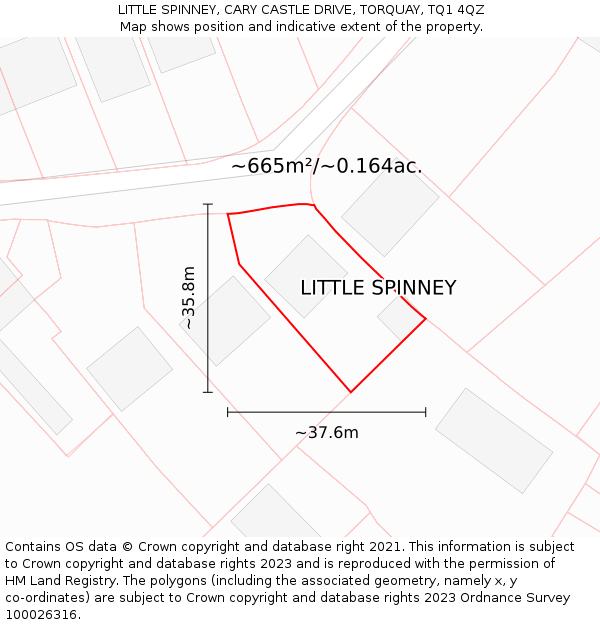 LITTLE SPINNEY, CARY CASTLE DRIVE, TORQUAY, TQ1 4QZ: Plot and title map