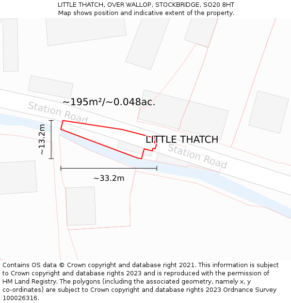 LITTLE THATCH, OVER WALLOP, STOCKBRIDGE, SO20 8HT: Plot and title map