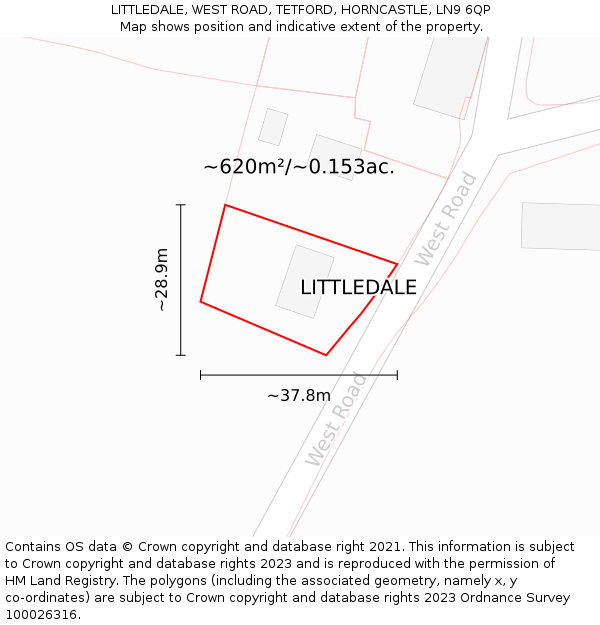 LITTLEDALE, WEST ROAD, TETFORD, HORNCASTLE, LN9 6QP: Plot and title map