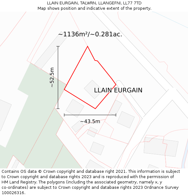 LLAIN EURGAIN, TALWRN, LLANGEFNI, LL77 7TD: Plot and title map