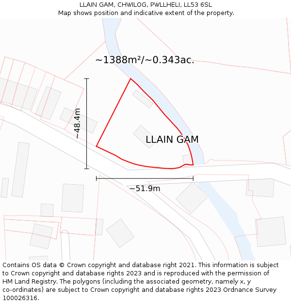 LLAIN GAM, CHWILOG, PWLLHELI, LL53 6SL: Plot and title map