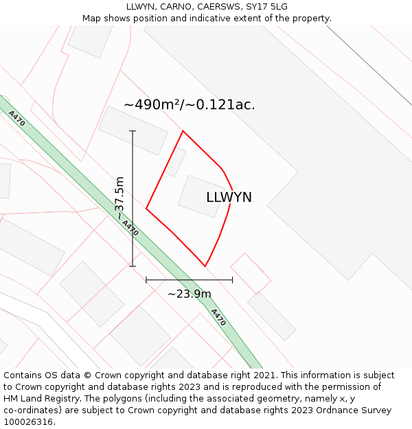 LLWYN, CARNO, CAERSWS, SY17 5LG: Plot and title map