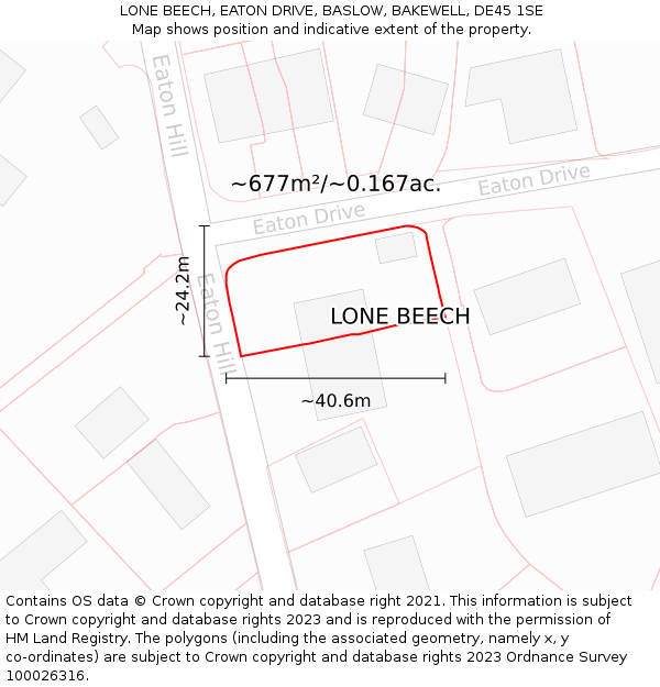 LONE BEECH, EATON DRIVE, BASLOW, BAKEWELL, DE45 1SE: Plot and title map