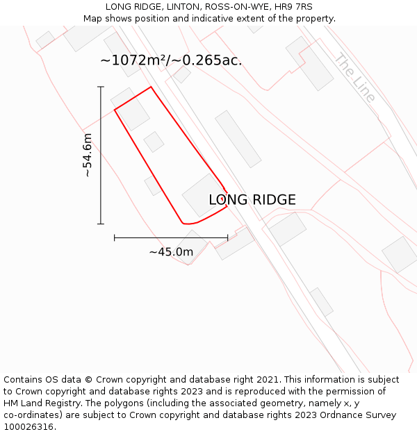 LONG RIDGE, LINTON, ROSS-ON-WYE, HR9 7RS: Plot and title map