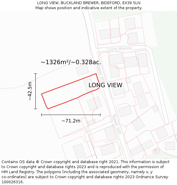 LONG VIEW, BUCKLAND BREWER, BIDEFORD, EX39 5LN: Plot and title map