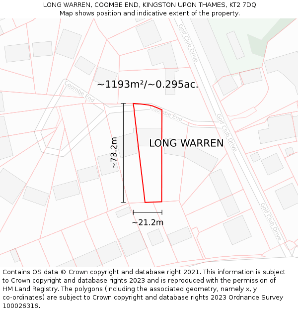 LONG WARREN, COOMBE END, KINGSTON UPON THAMES, KT2 7DQ: Plot and title map