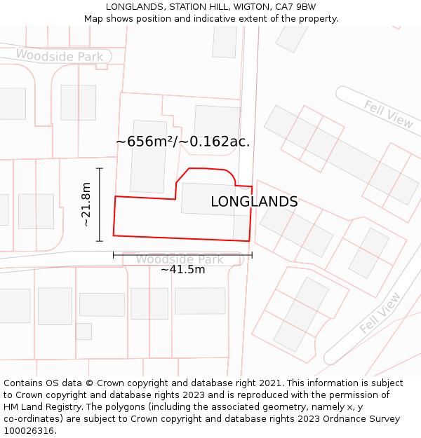 LONGLANDS, STATION HILL, WIGTON, CA7 9BW: Plot and title map