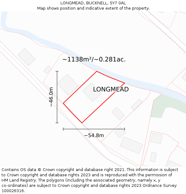 LONGMEAD, BUCKNELL, SY7 0AL: Plot and title map