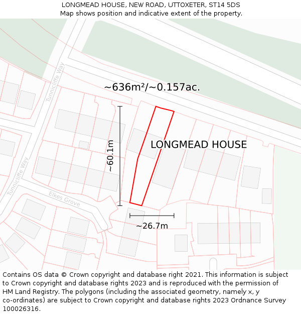 LONGMEAD HOUSE, NEW ROAD, UTTOXETER, ST14 5DS: Plot and title map