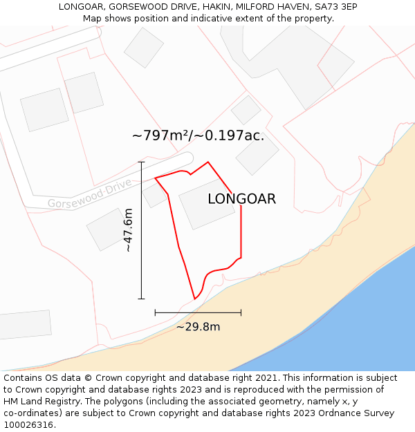 LONGOAR, GORSEWOOD DRIVE, HAKIN, MILFORD HAVEN, SA73 3EP: Plot and title map