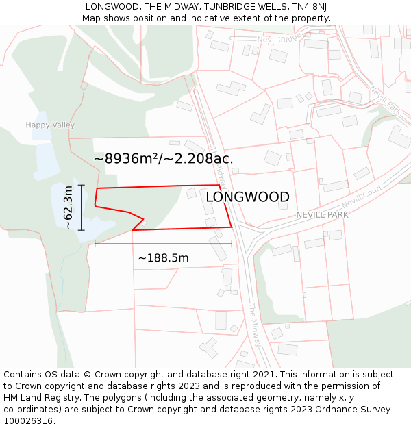 LONGWOOD, THE MIDWAY, TUNBRIDGE WELLS, TN4 8NJ: Plot and title map