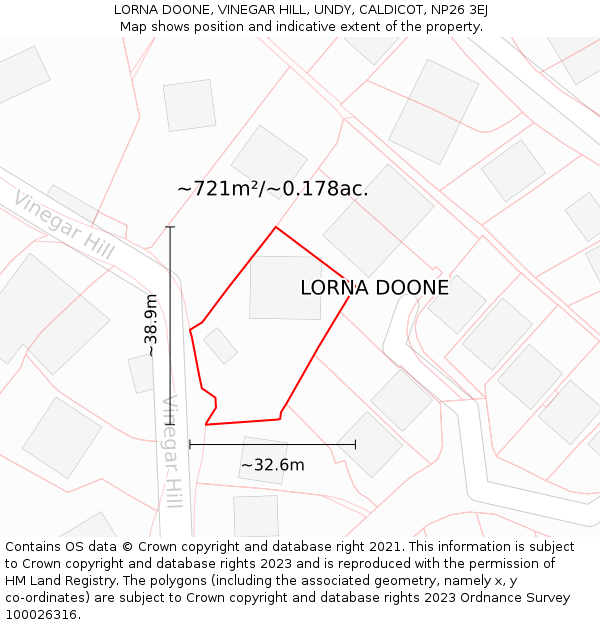 LORNA DOONE, VINEGAR HILL, UNDY, CALDICOT, NP26 3EJ: Plot and title map