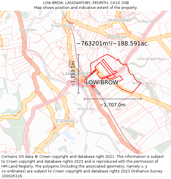 LOW BROW, LANGWATHBY, PENRITH, CA10 1NB: Plot and title map