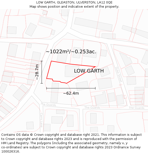 LOW GARTH, GLEASTON, ULVERSTON, LA12 0QE: Plot and title map