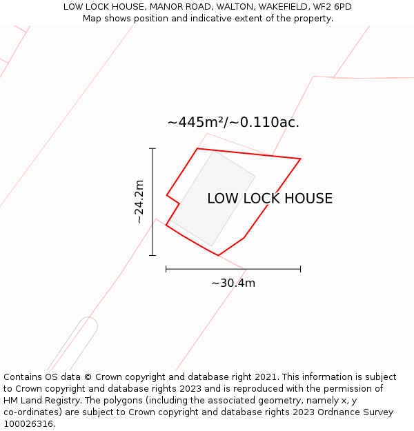 LOW LOCK HOUSE, MANOR ROAD, WALTON, WAKEFIELD, WF2 6PD: Plot and title map