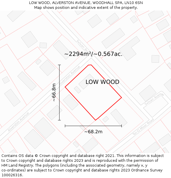 LOW WOOD, ALVERSTON AVENUE, WOODHALL SPA, LN10 6SN: Plot and title map