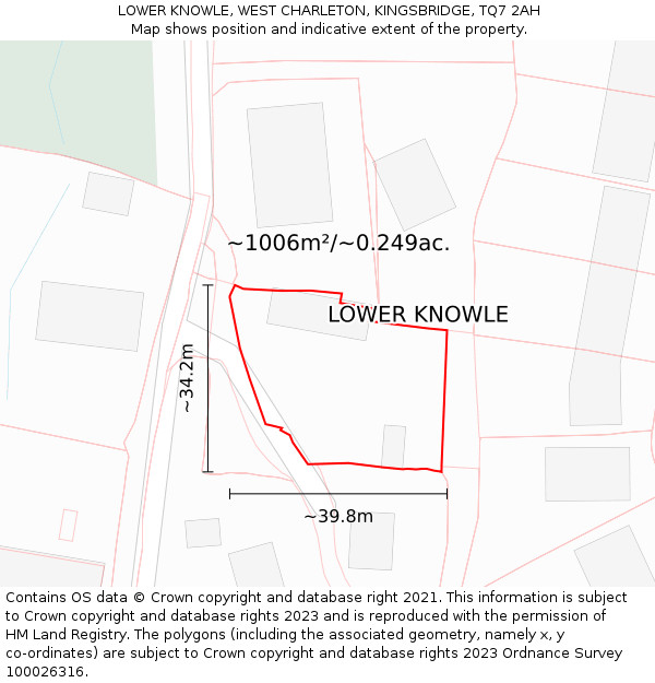 LOWER KNOWLE, WEST CHARLETON, KINGSBRIDGE, TQ7 2AH: Plot and title map