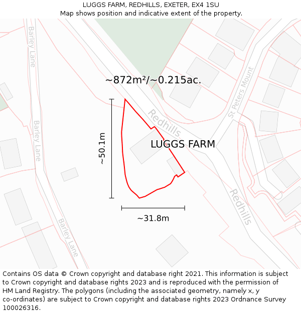 LUGGS FARM, REDHILLS, EXETER, EX4 1SU: Plot and title map
