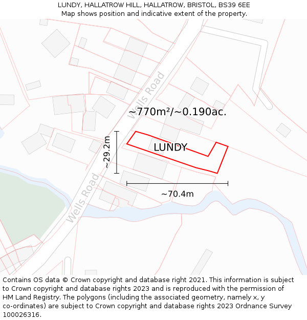 LUNDY, HALLATROW HILL, HALLATROW, BRISTOL, BS39 6EE: Plot and title map