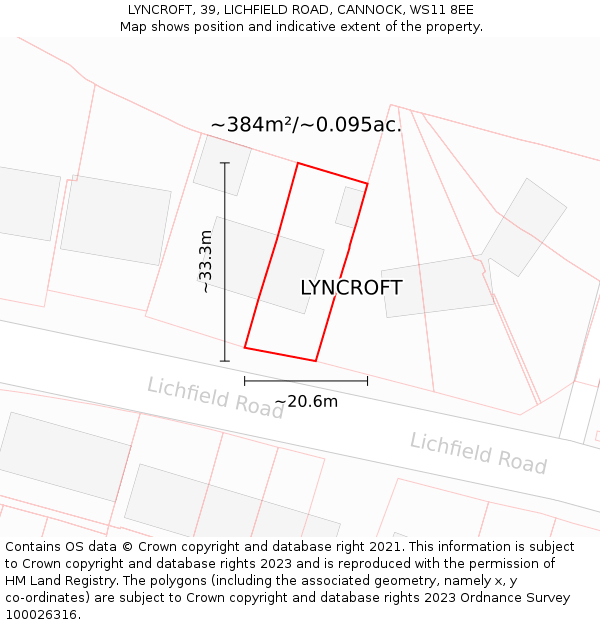 LYNCROFT, 39, LICHFIELD ROAD, CANNOCK, WS11 8EE: Plot and title map