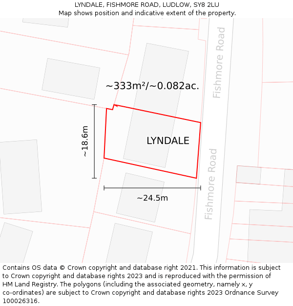 LYNDALE, FISHMORE ROAD, LUDLOW, SY8 2LU: Plot and title map