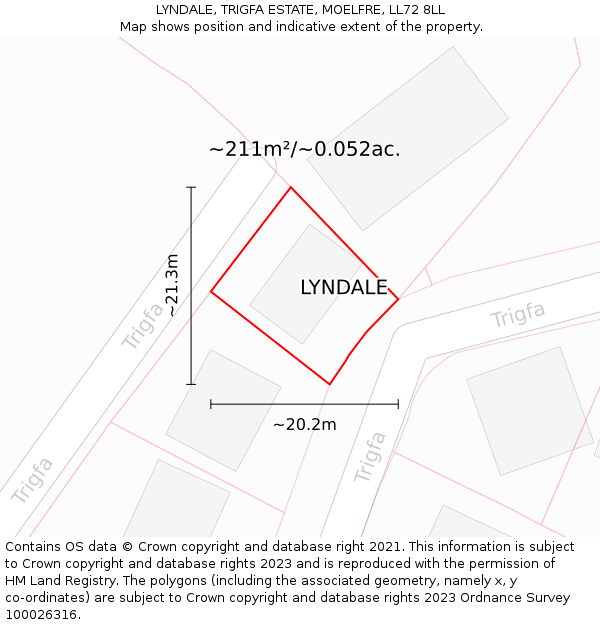 LYNDALE, TRIGFA ESTATE, MOELFRE, LL72 8LL: Plot and title map