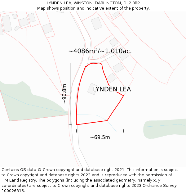 LYNDEN LEA, WINSTON, DARLINGTON, DL2 3RP: Plot and title map