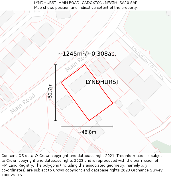LYNDHURST, MAIN ROAD, CADOXTON, NEATH, SA10 8AP: Plot and title map